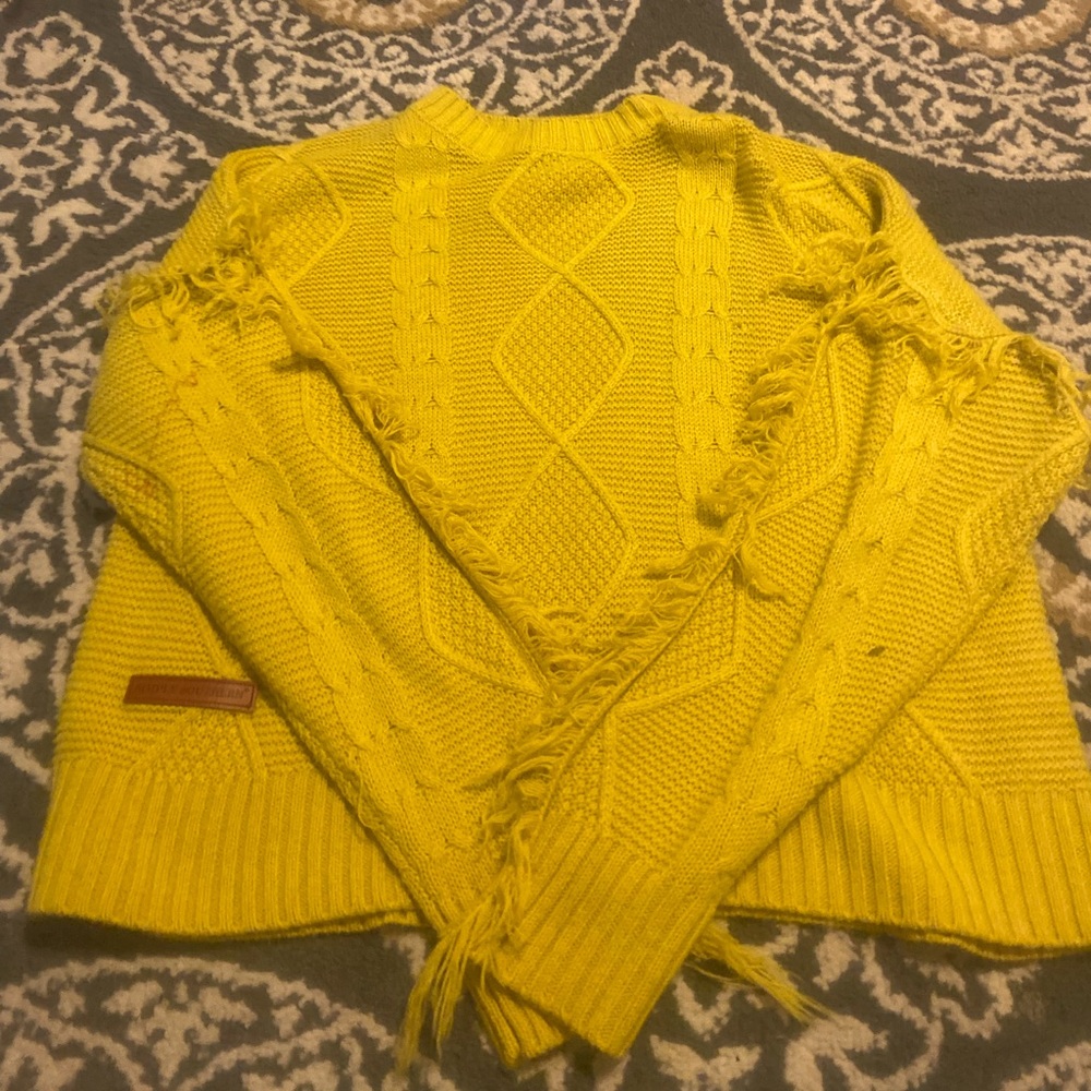 Simply Southern Yellow Fringe Knit Sweater